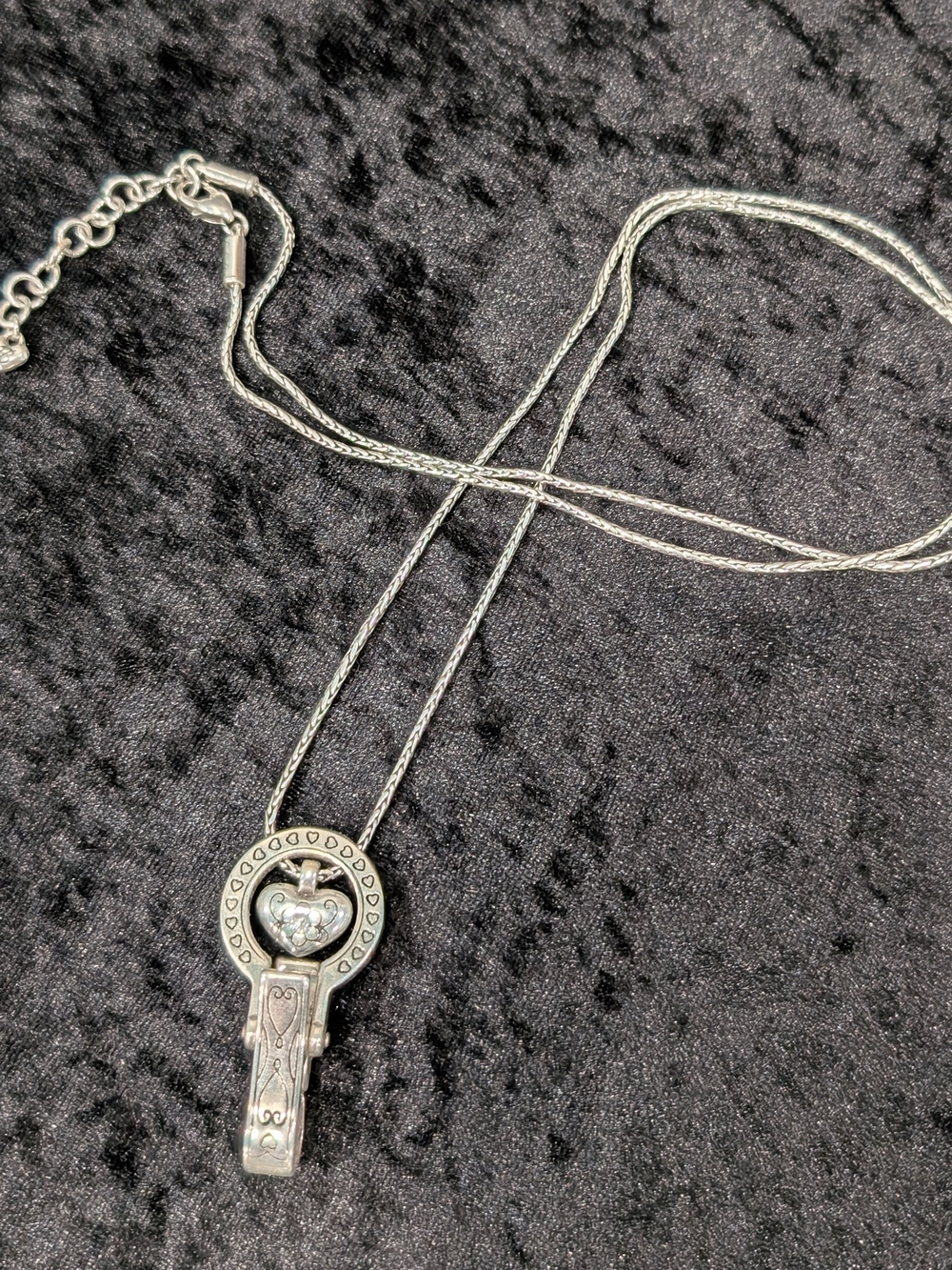 Silver Heart Key Pendant Necklace - Women Jewelry